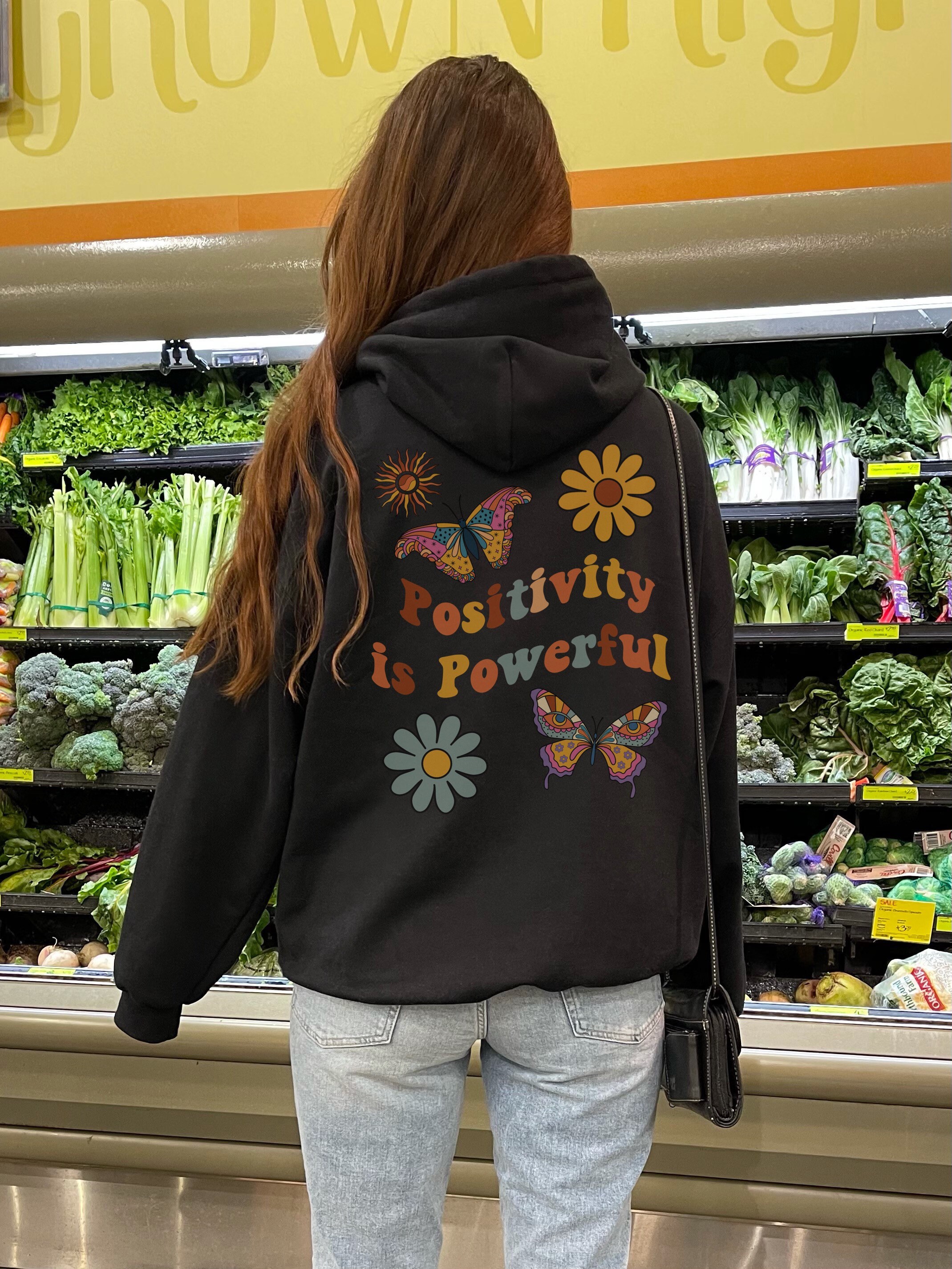 Positivity is Powerful Hoodie With Quote on Back Trendy Hoodie Etsy