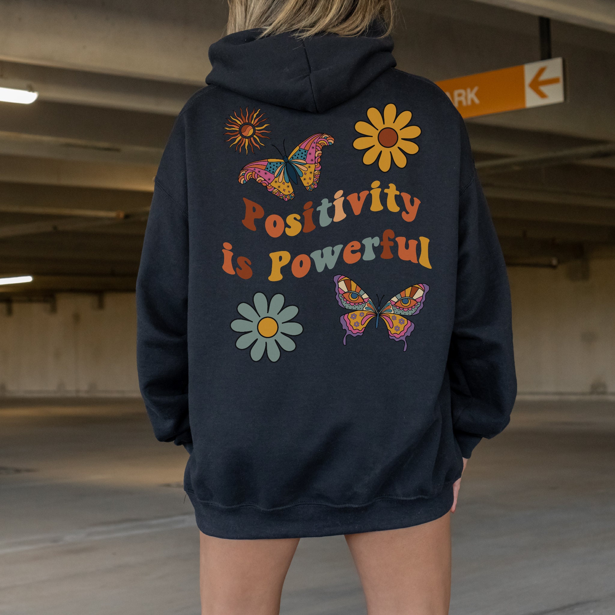Positivity is Powerful Hoodie With Quote on Back Trendy Hoodie Etsy
