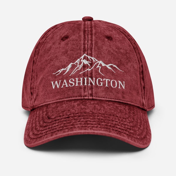 Embroidered Washington Hat Vintage 90s Embroidered Baseball Cap Washington Mountains Cap Hiking Camping Hats Nature Lover Gifts Washington