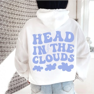 Head in the Clouds Hoodie with Words on Back Aesthetic Lightning Bolt Hoodie Preppy Sweatshirt VSCO Hoodie Tumblr Hoodie Trendy Hoodie Women