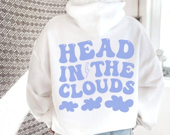 Head in the Clouds Hoodie with Words on Back Aesthetic Lightning Bolt Hoodie Preppy Sweatshirt VSCO Hoodie Tumblr Hoodie Trendy Hoodie Women