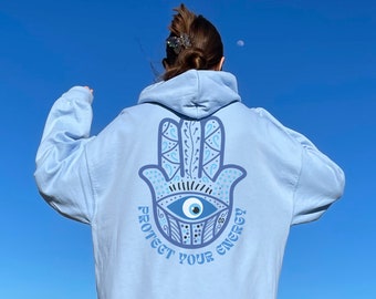 Protect Your Energy Hasma Hand Evil Eye Hoodie VSCO Hoodie Witchy Clothes Indie Clothing Aesthetic Hoodie Trendy Hoodies Preppy Hoodie Gift