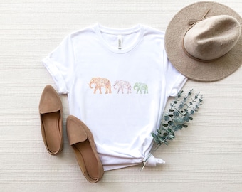 Camisa de elefante Coloridas camisetas de elefante para mujeres Camisa amante de los animales Camisa amante de la naturaleza Regalo del zoológico Camisa de elefante Ropa de elefante Regalos de amante de los elefantes