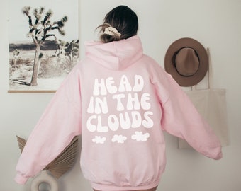 Head in the Clouds Hoodie Oversized Hoodie mit Worten auf der Rückseite Trendy Hoodie Ästhetische Sweatshirts Tumblr Hoodie VSCO Sweatshirts Preppy