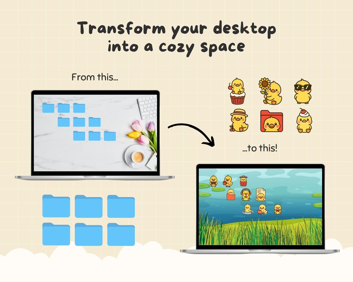 Window Duck Folder Desktop Icons Duck, Kawaii Animal Icon Pack for Windows & Mac, Cute Red ...