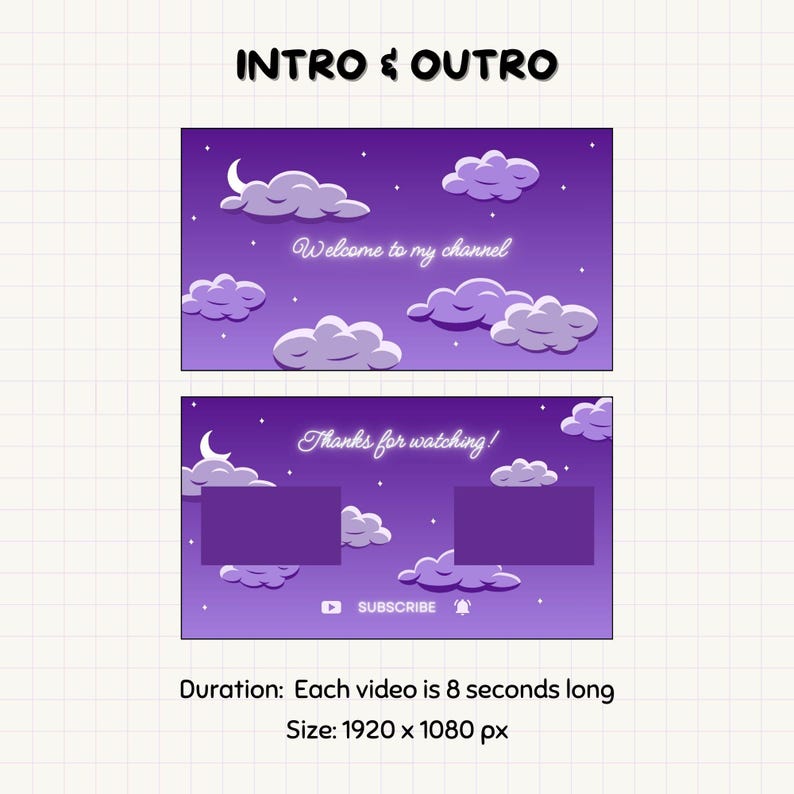 Dark Purple Clouds Youtube Channel Banner, Cute Night Sky Intro & Outro ...