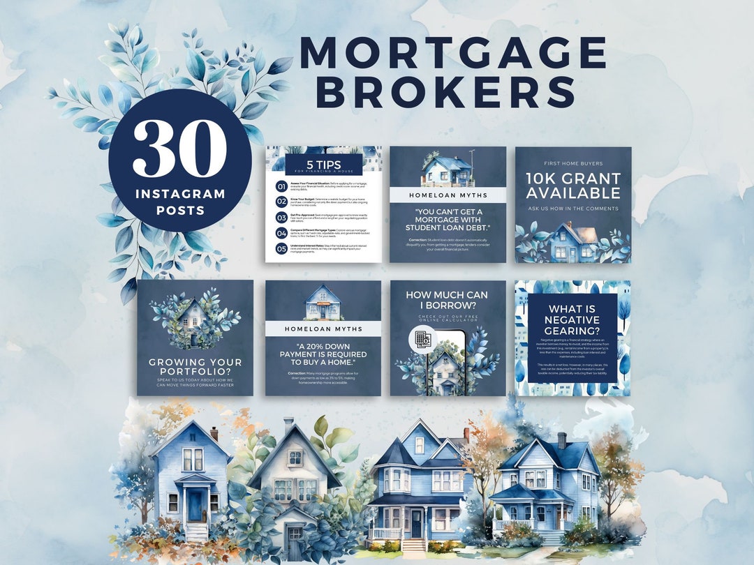 Mortgage Broker Social Media Posts, Instagram Post Editable in Canva