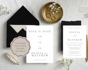 Modern Wedding Invitation Suite: pacchetto di modelli Canva modificabili (download digitale)