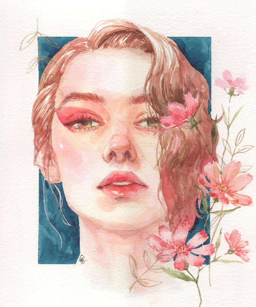 Printable Wall Art Girl With Flower 02 Etsy UK