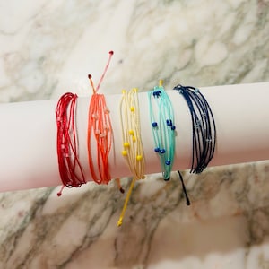 Wax String and Bead Adjustable Pura Vida Inspired Bracelets