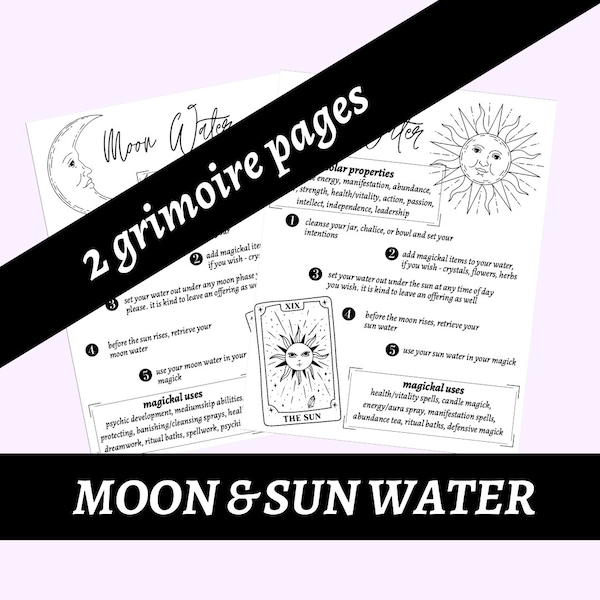 Sun & Moon Water Pack // Digital Grimoire // Printable Grimoire // Book of Shadows