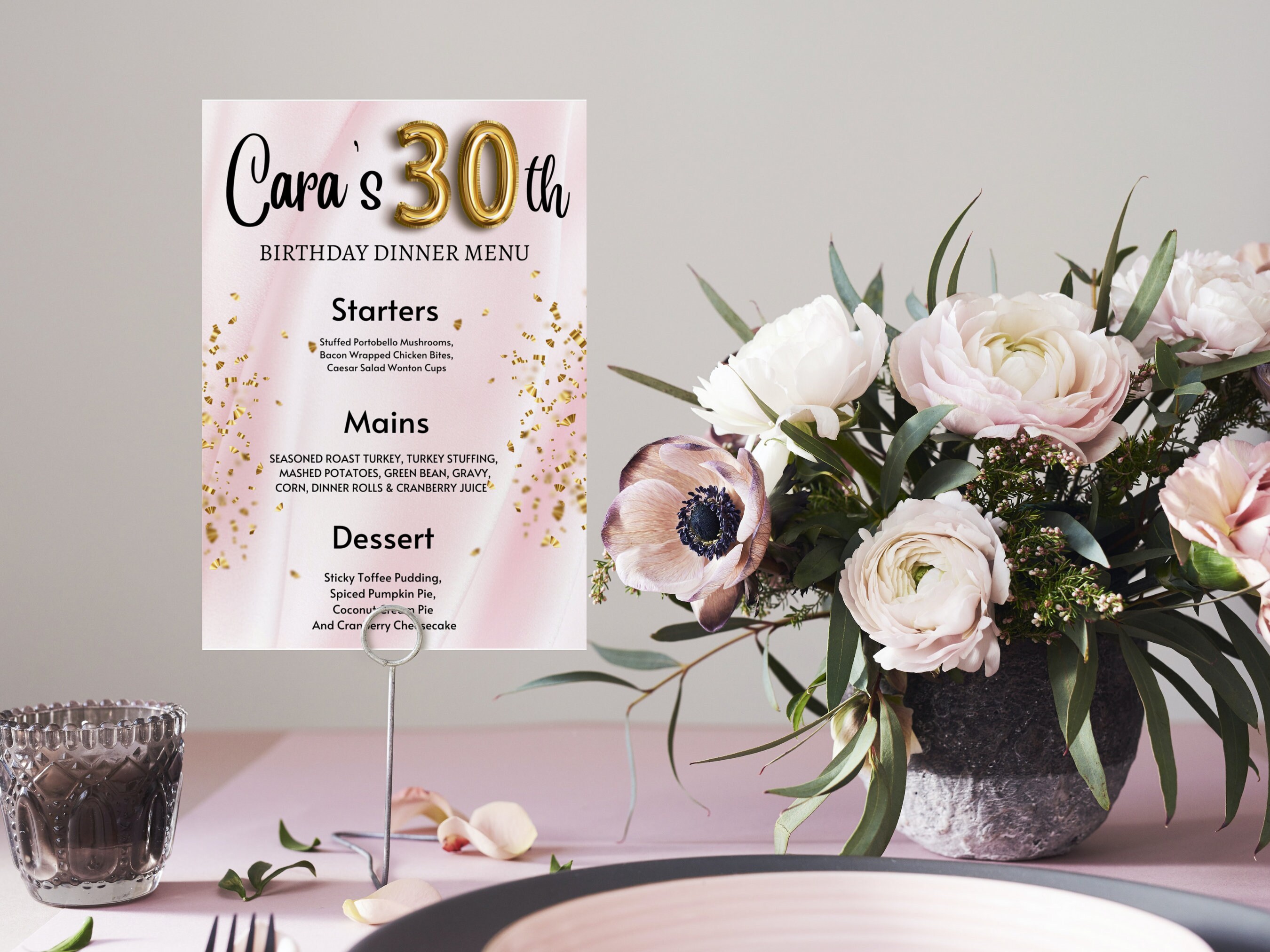 30th Birthday Dinner Menu Template Editable Menu Template Etsy