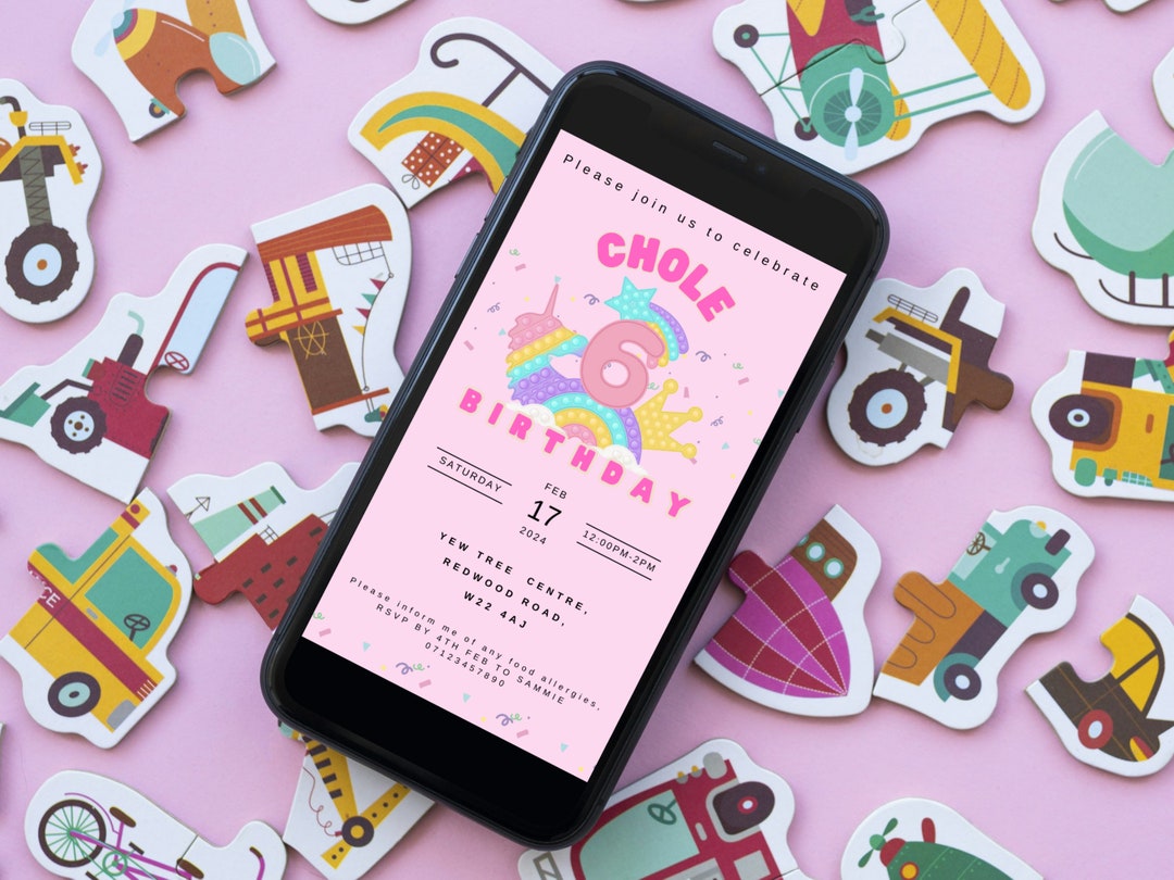 Pink 6th Birthday Invitation Printable Template Kids 6th Birthday Party ...