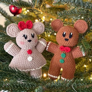 Gingerbread mice - crochet pattern - Christmas