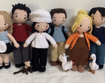 Friends crochet pattern - set of 6 characters