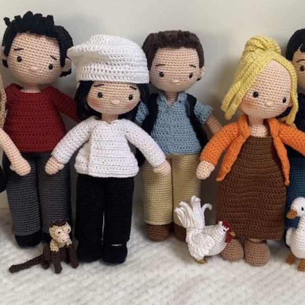 Friends crochet pattern - set of 6 characters