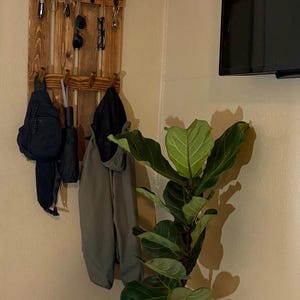 Rustic wooden entry way organizer