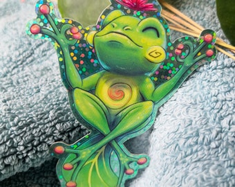 Happy Frog Glitter Sticker