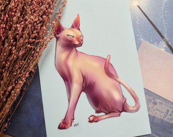 Naked Cat - Fine Art Print 4x6" (approx. 10 x 15 cm)