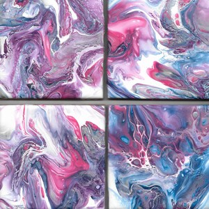 Coasters, acrylic poured, abstract art, barware, gift set