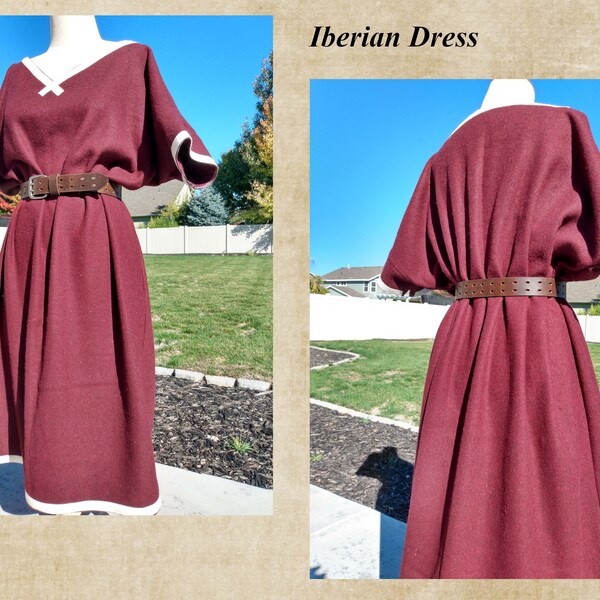 Iberian Wool Dress - Lusitanian & Tartessos Influence - Celt-Iberian Garment from Iron Age Hispania - Castro Culture - Aquitanian Clothes