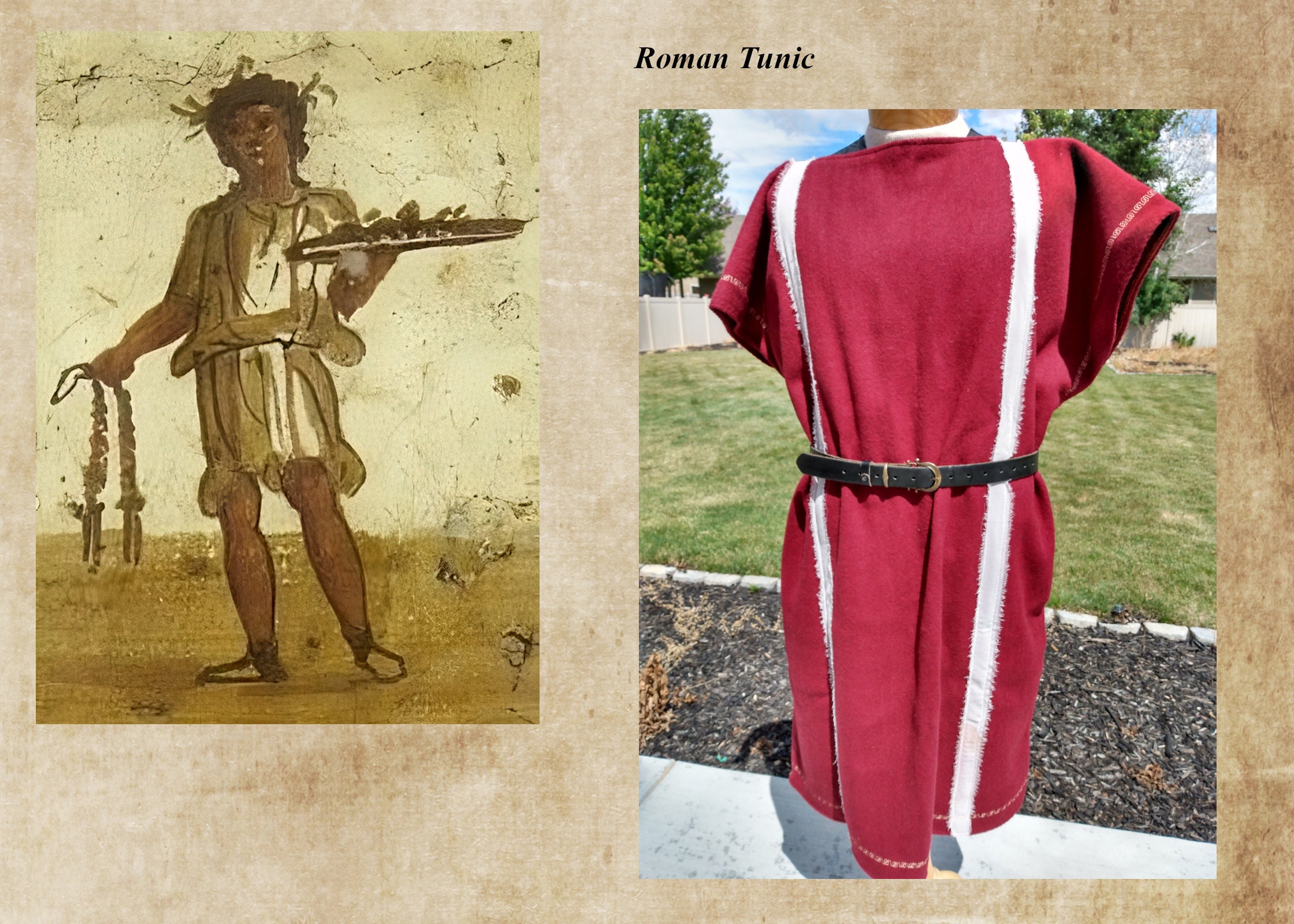 Legionary Roman Tunic With Frayed Trim SPQR Iron Age Clothing Roman Tunica  Historical Roman Reproduction Roman Army Uniform 