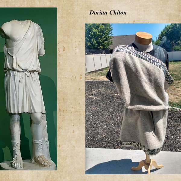 Greek Wool Chiton -  Ancient Greek Clothes from Antiquity - Greek Classical Era Clothing - Dorian Chiton - Hellenic Age Civilization - Zeus