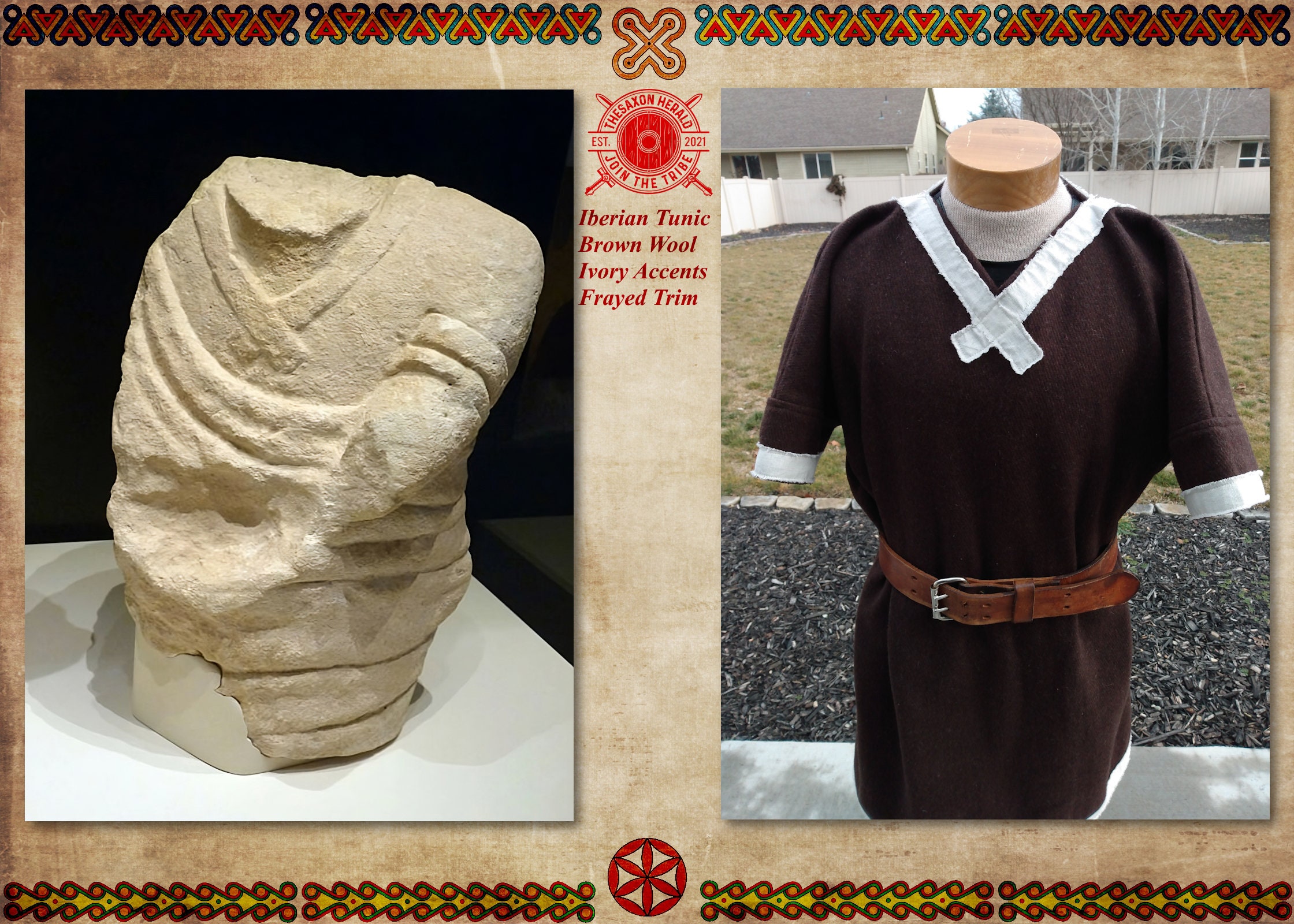 【おトク】 Iberian Lusitanian || Trim Frayed Ivory Wool, Brown || Tunic トップス