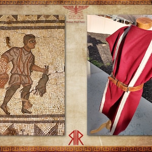 Roman Tunic || Red Wool, Frayed Ivory Trim || SPQR || Iron Age Clothing || Roman Tunica || Roman Clothes || Ancient European Culture || Rome