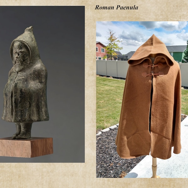 Mantello di lana romano - Paenula - SPQR - Abbigliamento legionario dell'età del ferro - Uniforme dell'esercito romano - Gaio Giulio Cesare Impressione storica