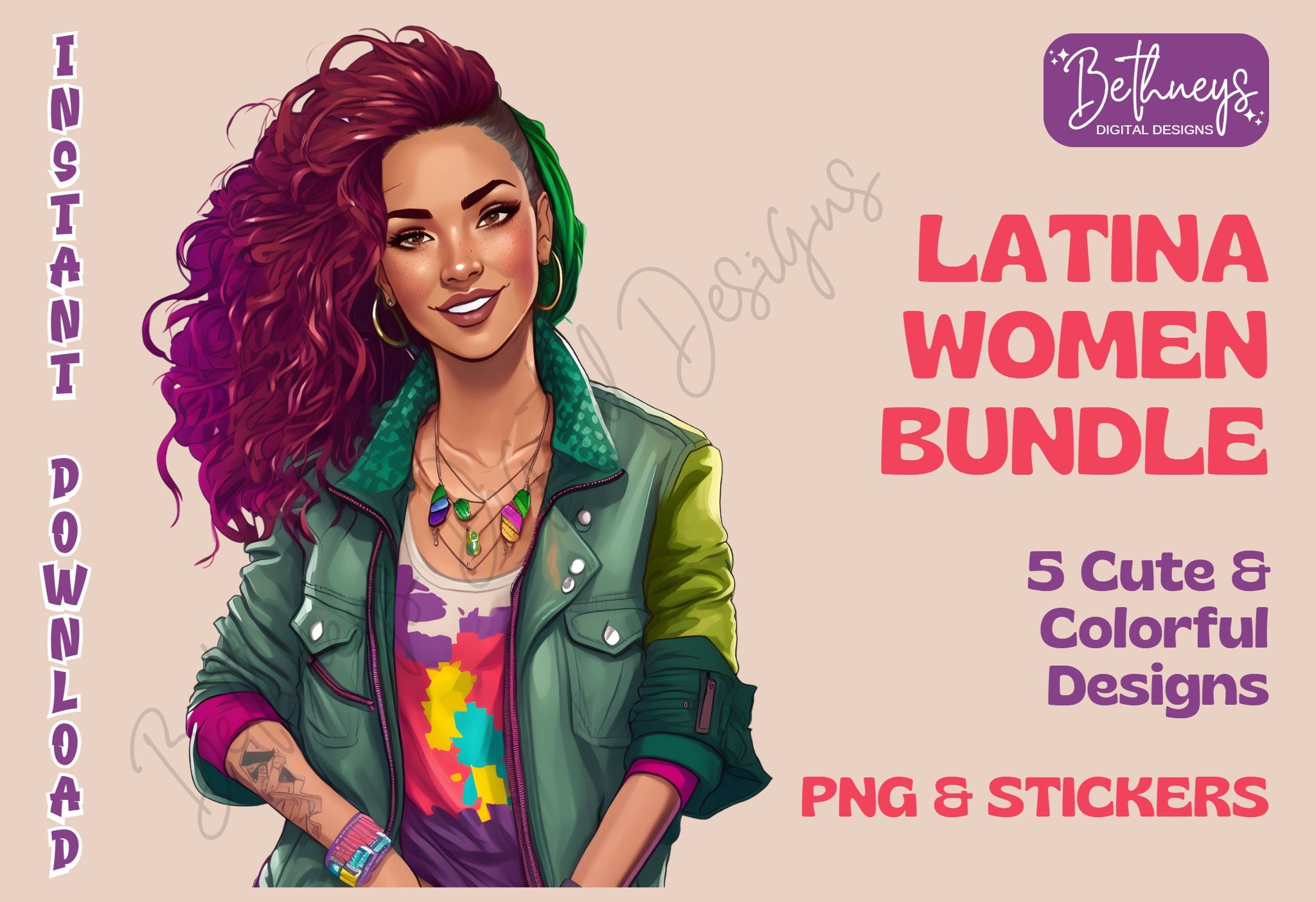 Latina Women Clipart Latina Stickers Png Hispanic Girl - Etsy