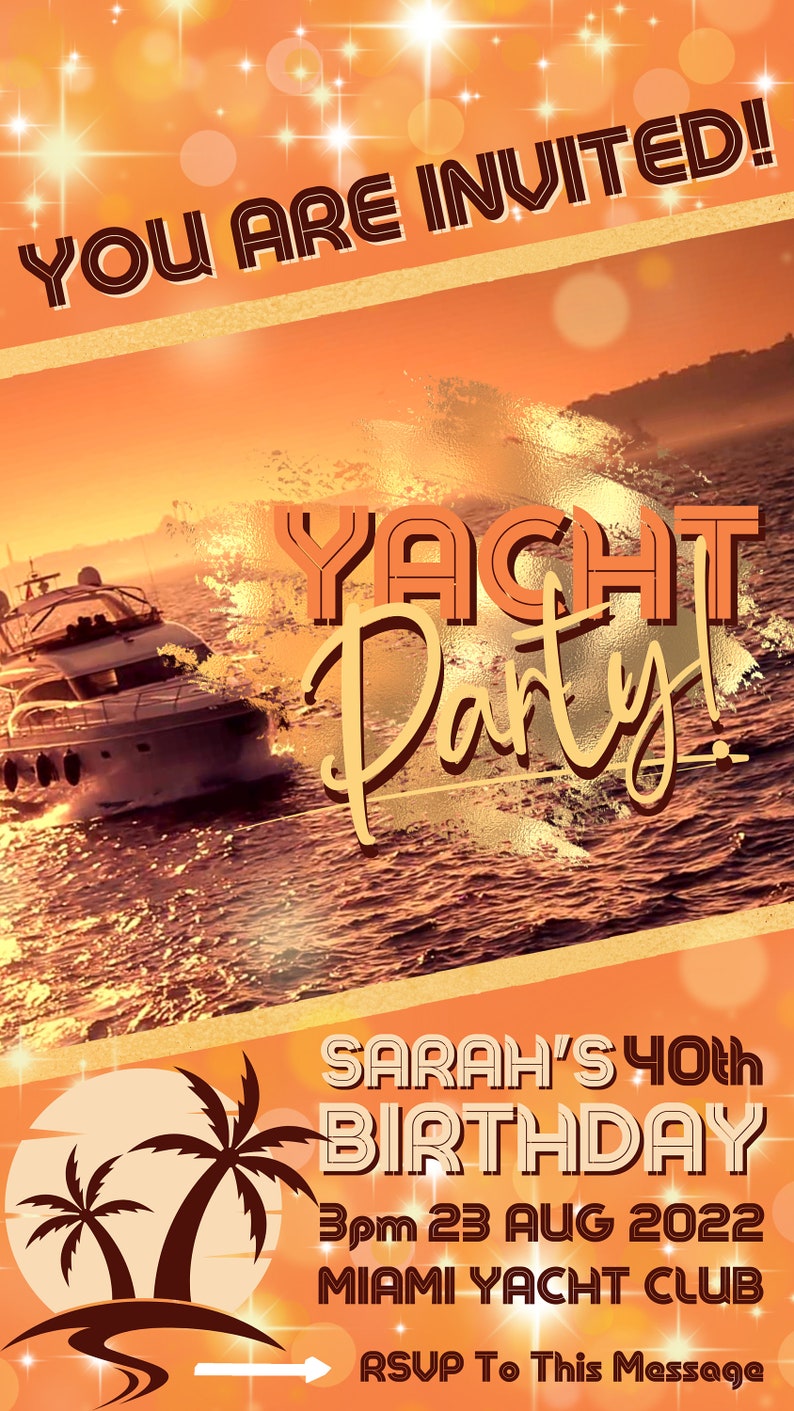 Yacht Birthday Party Invitation Yacht Birthday Invitation Etsy
