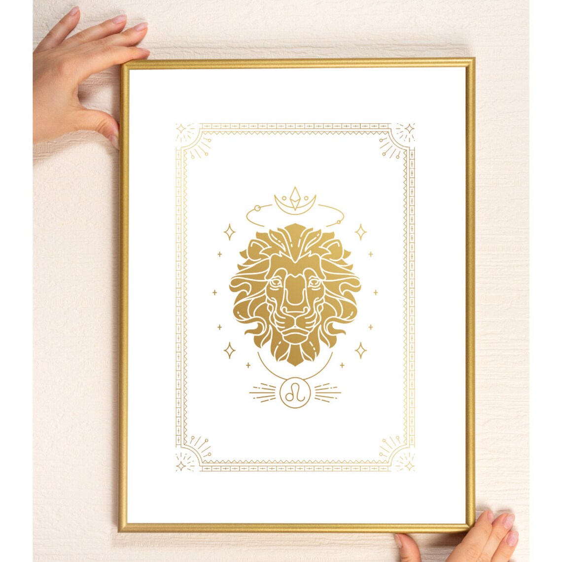 Leo Zodiac Wall Art Gold Foil Art Print 5x7 8.5x10 Etsy