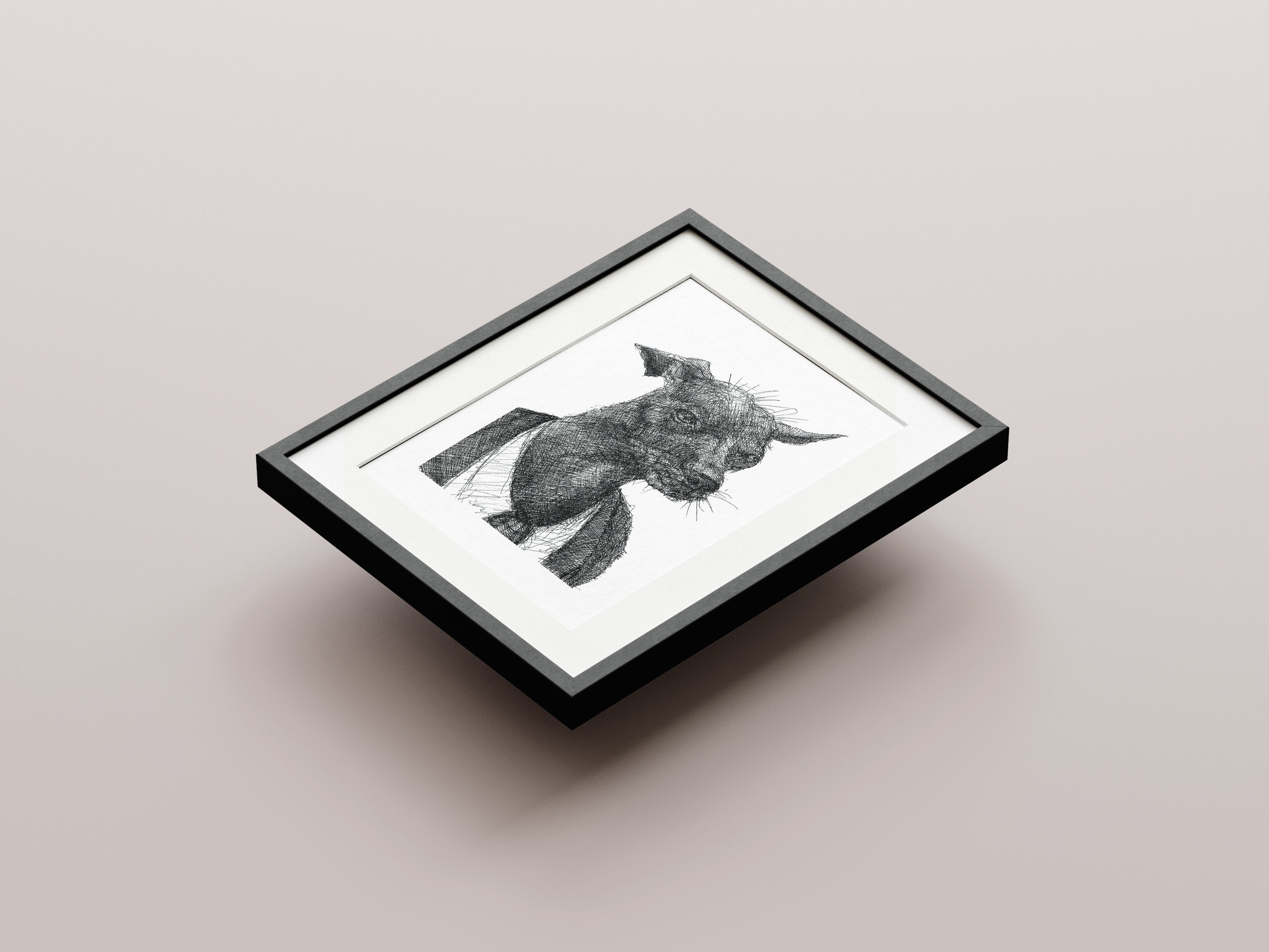 Business Dog Portrait Hand Drawn Illustration Pen and Ink | Etsy