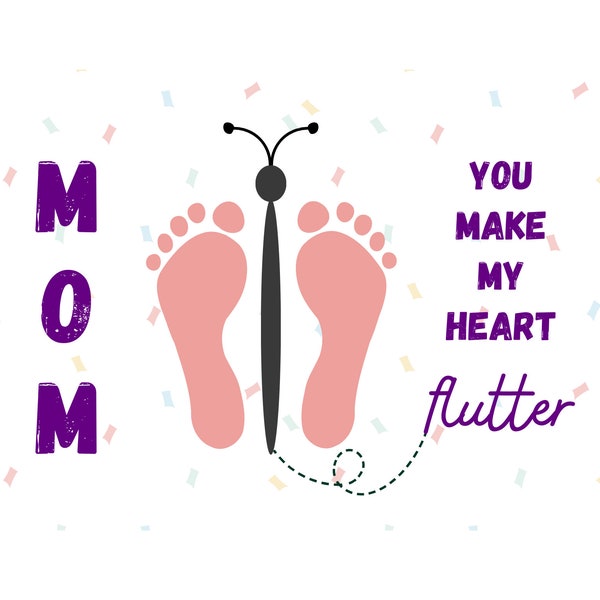 Mothers Day Butterfly Footprint Printable Activity, Mom Gift Painting Craft for Children DIY