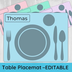 Toddler Montessori Placemat/ Preschool Personalized Name Custom Placemat/ Printable Table Placemat for kids/ Minimalistic Gift for Kids