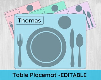 Toddler Montessori Placemat/ Preschool Personalized Name Custom Placemat/ Printable Table Placemat for kids/ Minimalistic Gift for Kids