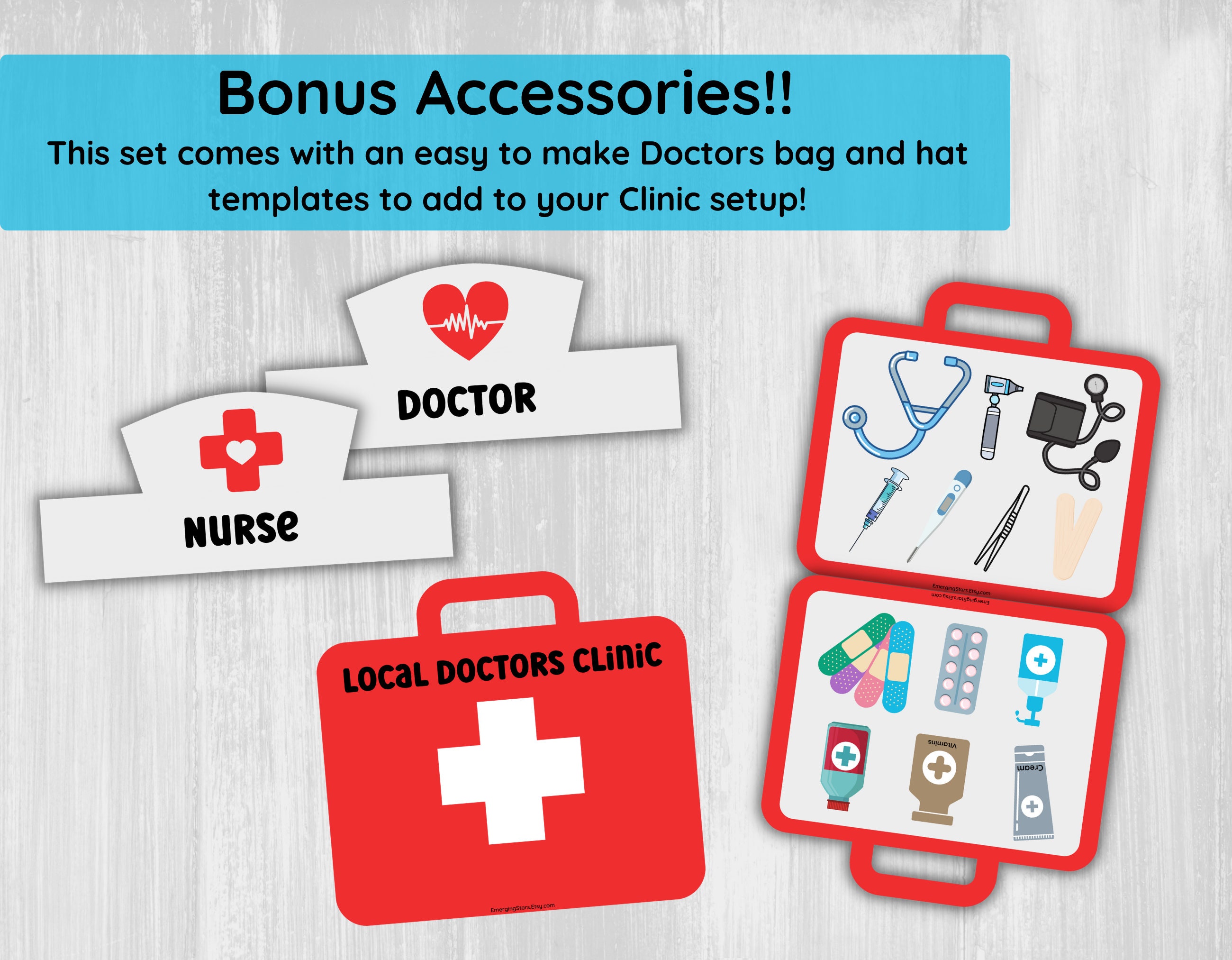 Doctor Set Printable Doctors Pretend Play Set for Kids/ Printable Children's - Etsy