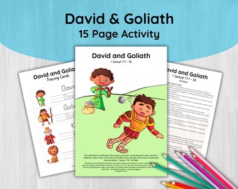 David & Goliath Bible Hero Character Activity for Kids, Faith Bible Story Coloring Pages, Christian Sunday School Digital Download Children