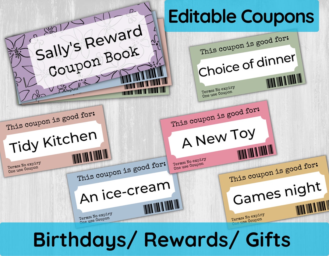 Editable Printable Coupon Book for Reward Systems Coupon - Etsy