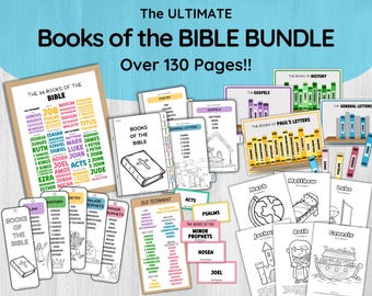 Ultimate Books of the Bible, Color in Bookmarks, Kids Bible Sorting Activity, Old & New Testament, Children Christian Sunday School Game