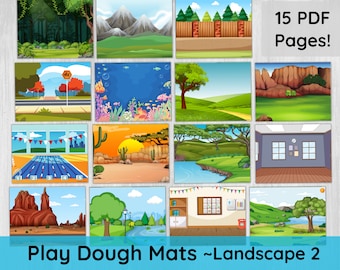 Landscape Play Dough Mats/ Toddler Play Dough Mat Activity/ Printable Preschool Playdough Mats/ Play doh/ Montessori Kids Play dough kit