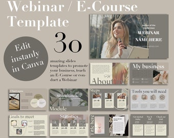 Webinar-Vorlage, bearbeitbares Kurs-Slide-Deck, Business-Präsentation, Pitch-Deck-Vorlage, E-Kurs-Canva-Vorlage, Masterclass-Präsentation