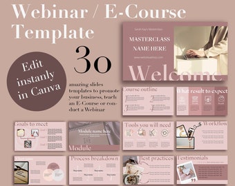 Canva-Kursvorlage, bearbeitbares Webinar-Slide-Deck, Geschäftspräsentation, Pitch-Deck-Vorlage, Online-Kursvorlage, Masterclass-Vorlage