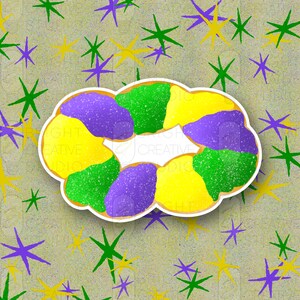 Mardi Gras King Cake Sticker