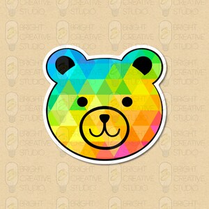 Rainbow Bear Head Sticker