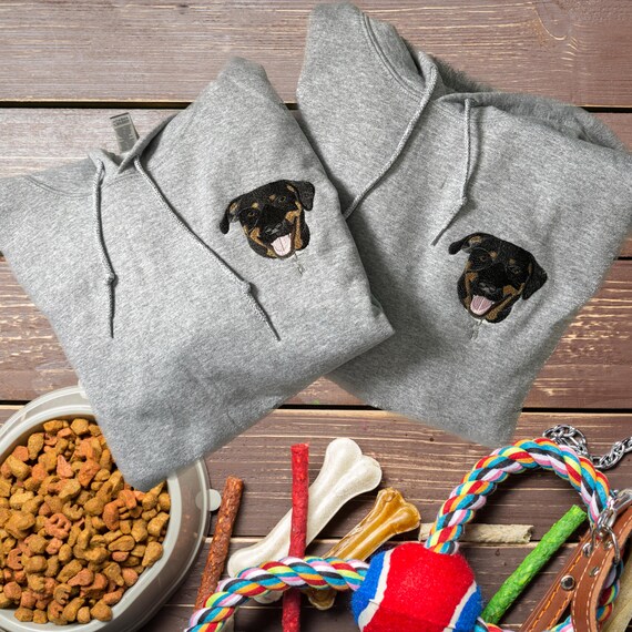 CUSTOM Embroidered Pet Face Pullover Hoodie, Gift for Dog Cat