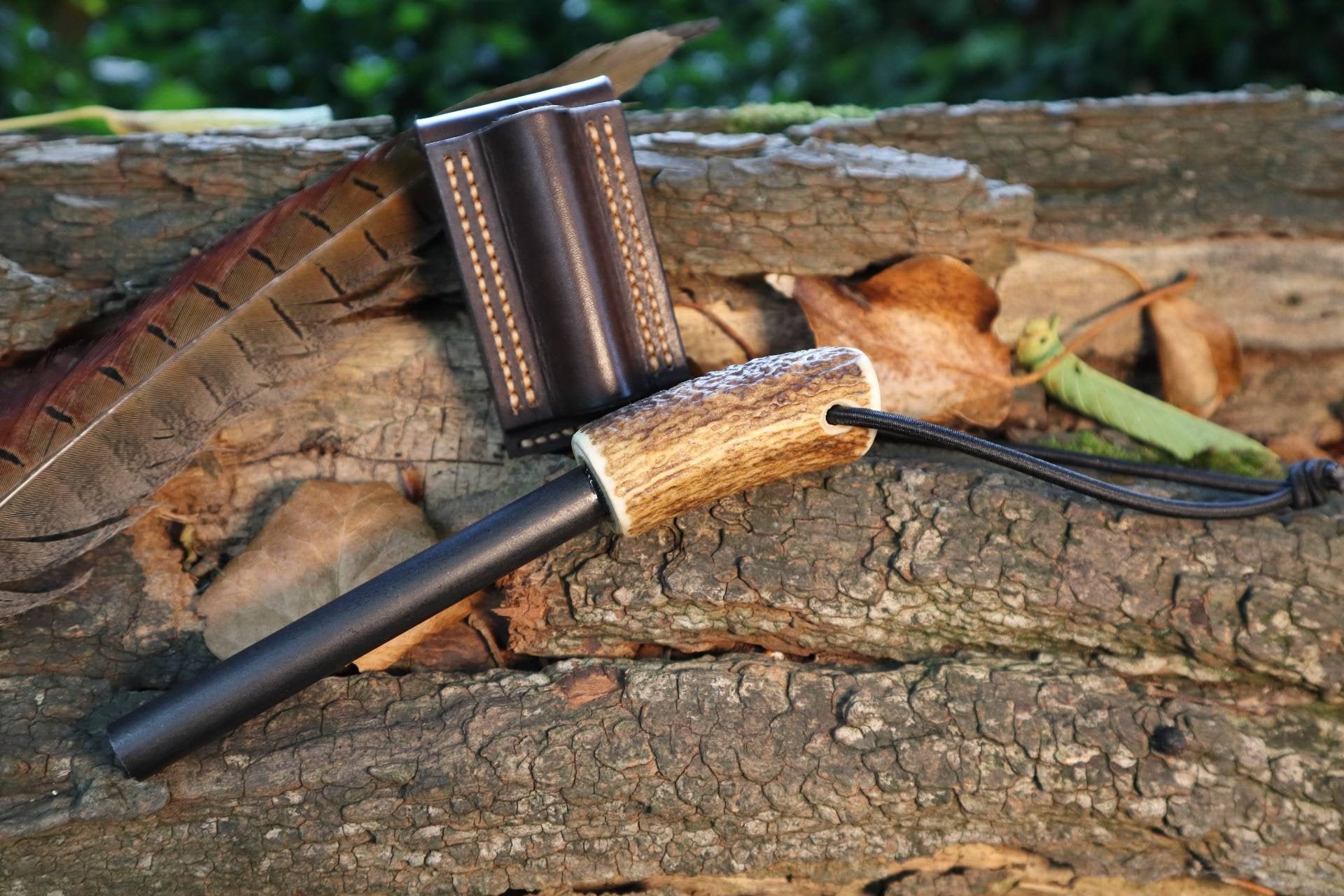 Antler Handle Ferro Rod With Leather Sheath Etsy UK