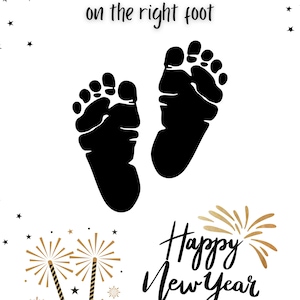 New Years Footprint Art: Baby Keepsake Gift (PDF Downloadable File)