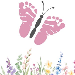 Butterfly Footprint Craft, Baby & Kids&#39; Footprint Keepsake, Printable Kids Art, Digital Art